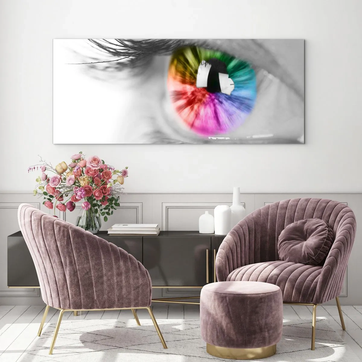 Quadro su vetro - Vedere il mondo a colori - 90x30 cm