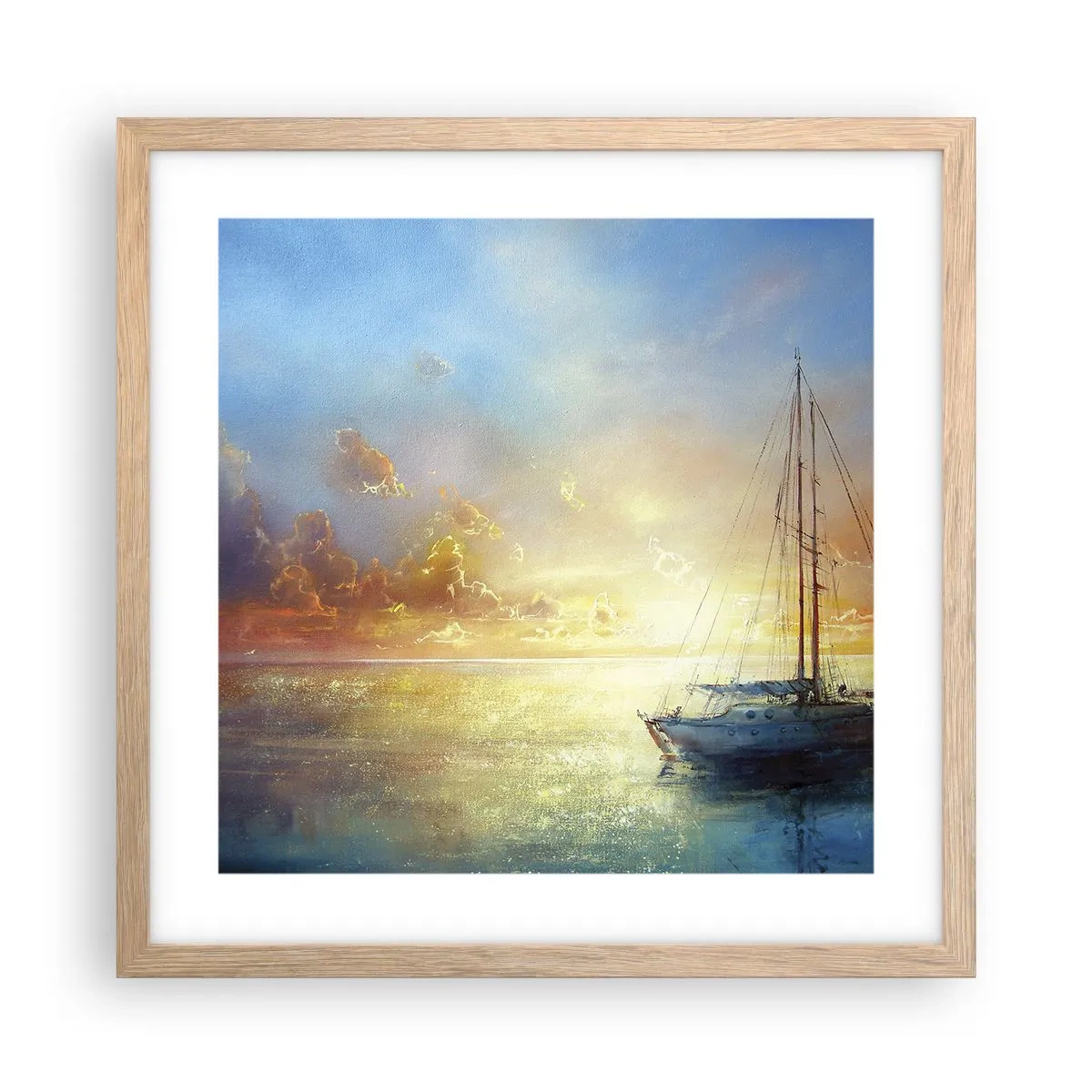 Poster in cornice rovere chiaro - Nella baia dorata - 40x40 cm