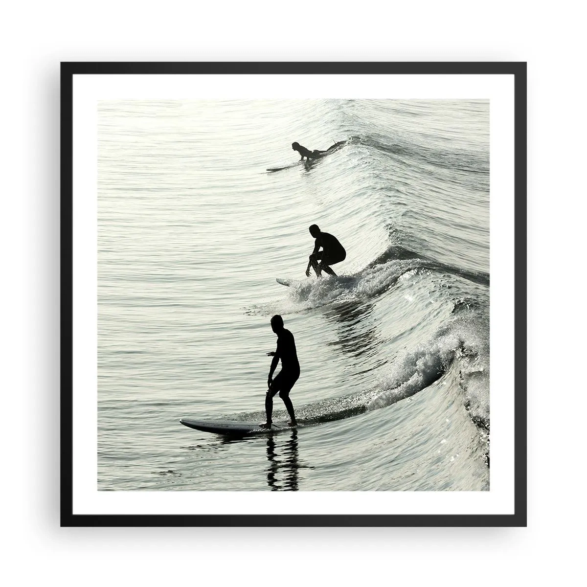 Poster in cornice nera - Onde all'incontro - 60x60 cm