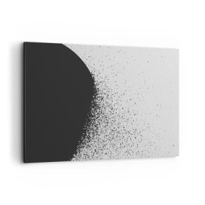Quadro su tela - Stampe su Tela - Motivo astratto con particelle nere su sfondo chiaro - 100x70cm - Il movimento delle particelle - Decorazione murale moderna per soggiorno e camera da letto ARTTOR