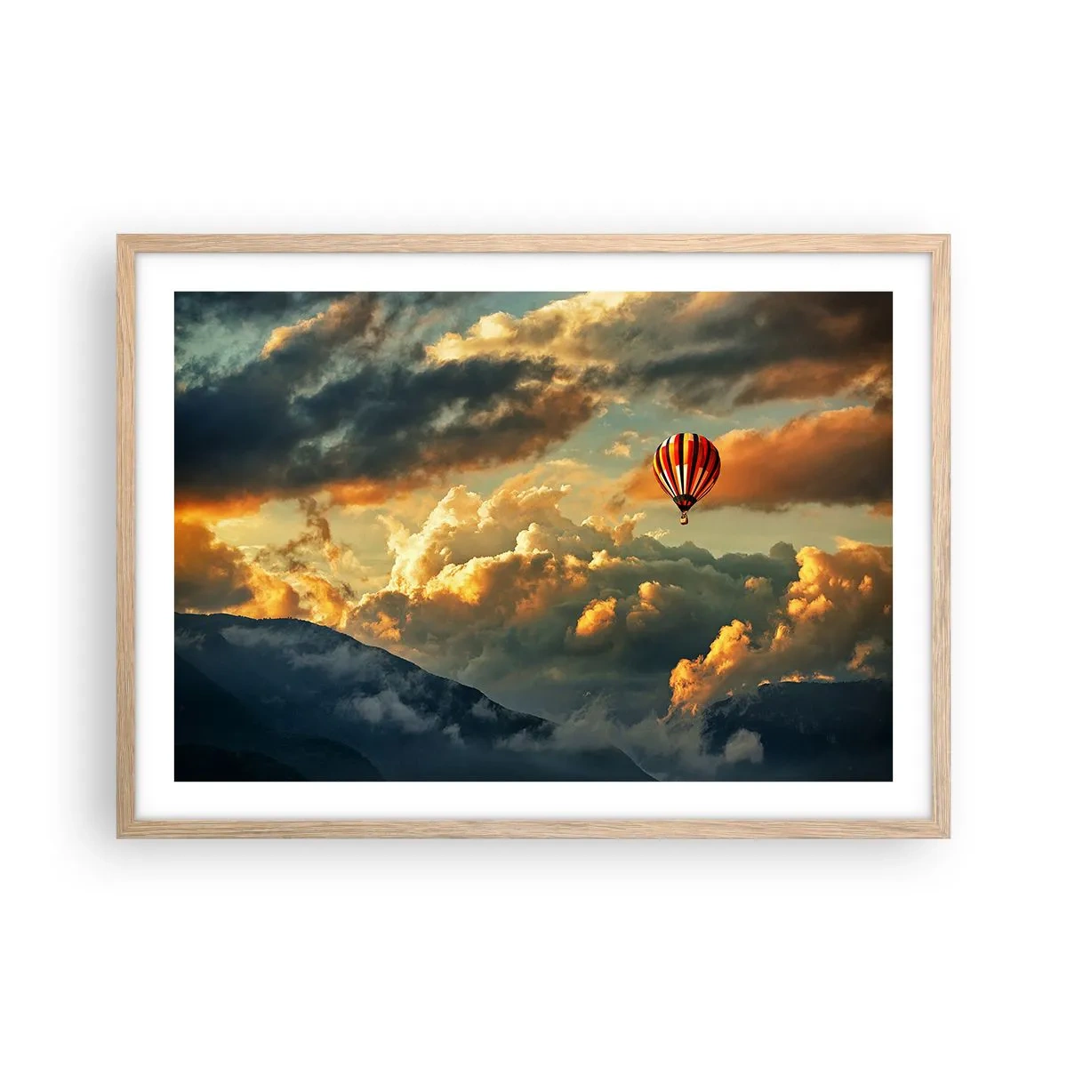 Poster in cornice rovere chiaro - Volo perché voglio - 70x50 cm