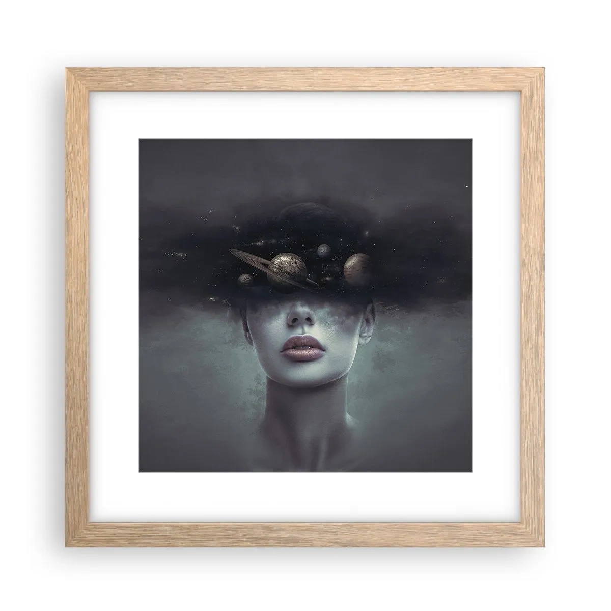 Poster in cornice rovere chiaro - E i pianeti folleggiano... - 30x30 cm