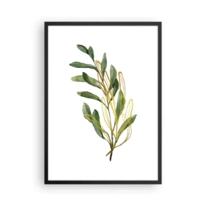 Poster in cornice nera - Ramo acquerello con delicati accenti dorati - 50x70cm - Tutto ciò che è buono - Decorazione murale moderna per soggiorno e camera da letto ARTTOR