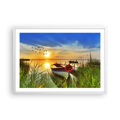 Poster in cornice bianca - I cormorano volano già via - 70x50 cm