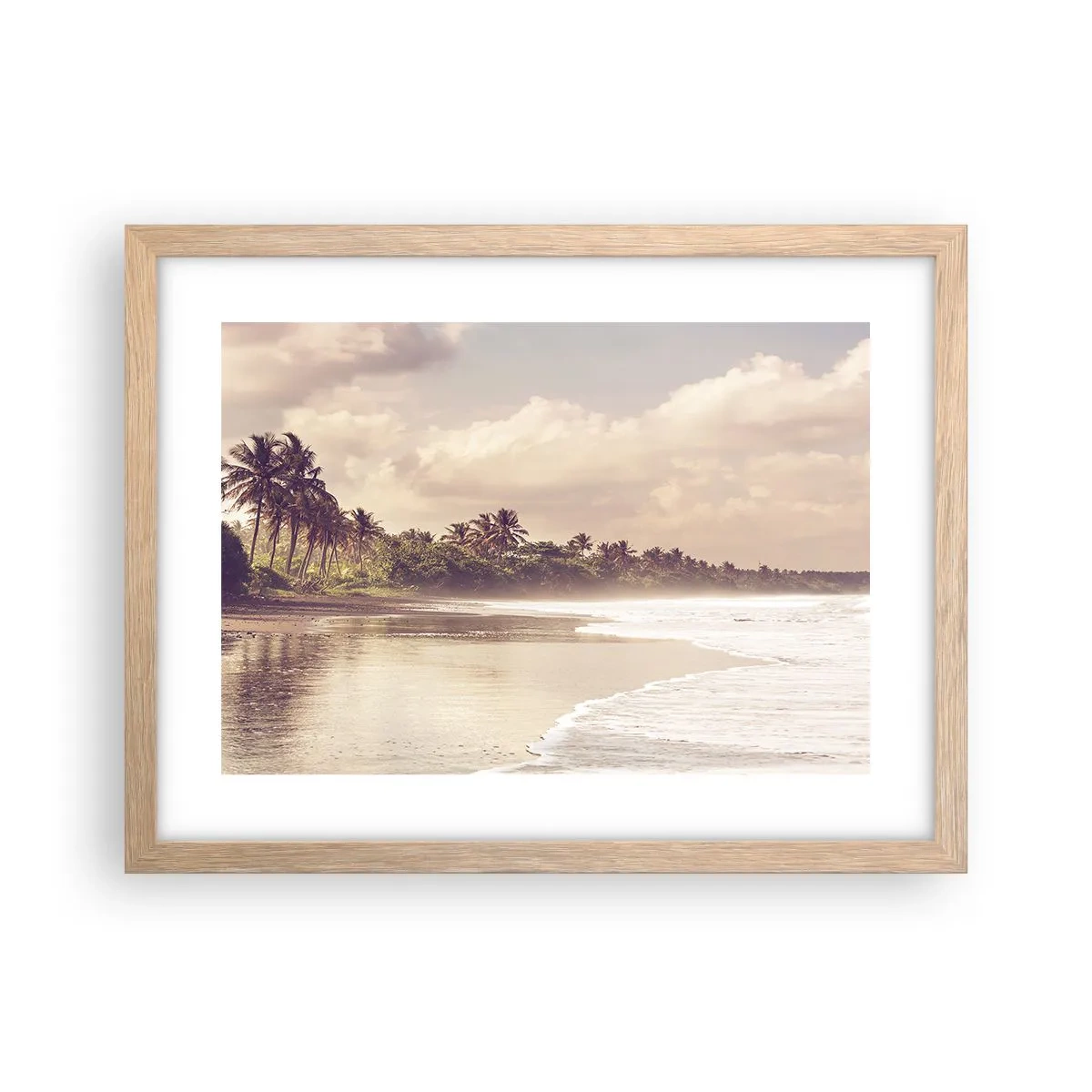 Poster in cornice rovere chiaro - La carezza delle onde - 40x30 cm