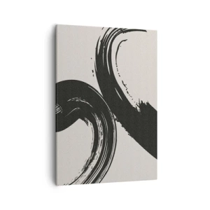 Quadro su tela - Stampe su Tela - Pennellate dinamiche in nero su sfondo chiaro - 50x70cm - Energico e circolare - Decorazione murale moderna per soggiorno e camera da letto ARTTOR