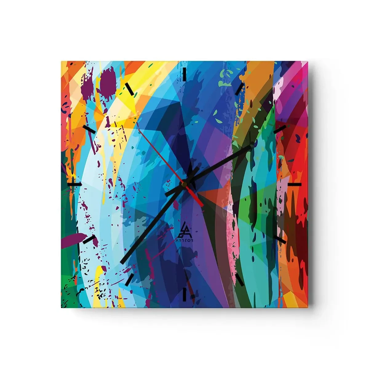Orologio da parete - Orologio in Vetro - Capogiro di colori - 40x40 cm