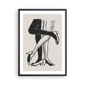 Poster in cornice nera - Illustrazione in bianco e nero di gambe intrecciate che ballano - 50x70cm - Attributo femminile - Decorazione murale moderna per soggiorno e camera da letto ARTTOR