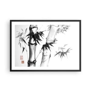 Poster in cornice nera - Bambù acquerello in stile giapponese su sfondo bianco - 70x50cm - Particolare d'oriente - Decorazione murale moderna per soggiorno e camera da letto ARTTOR