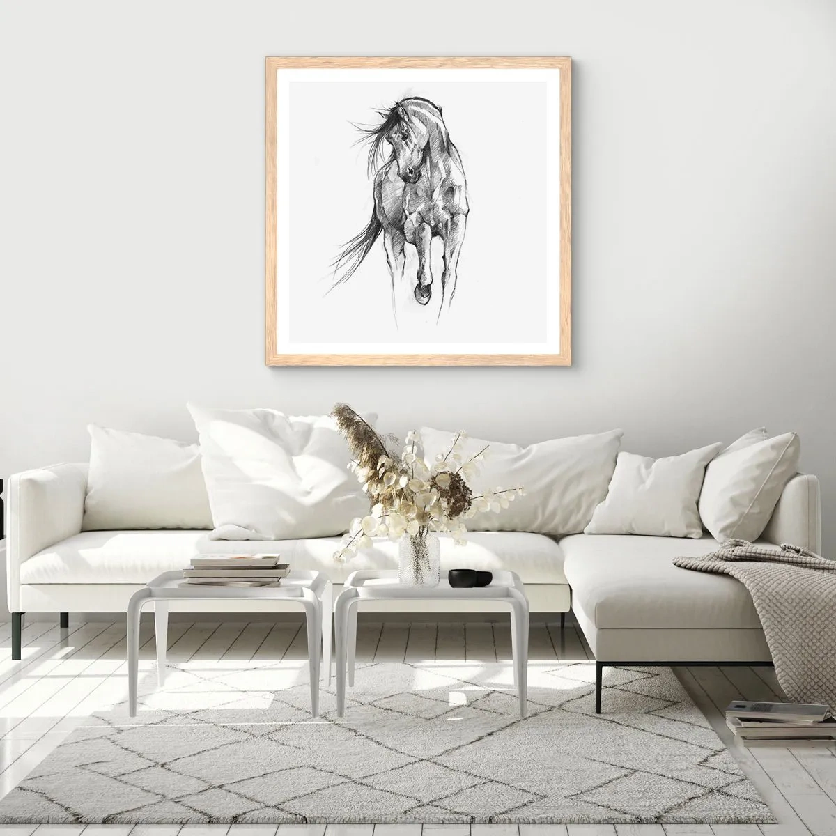 Poster in cornice rovere chiaro - Trotto aggraziato - 30x30 cm