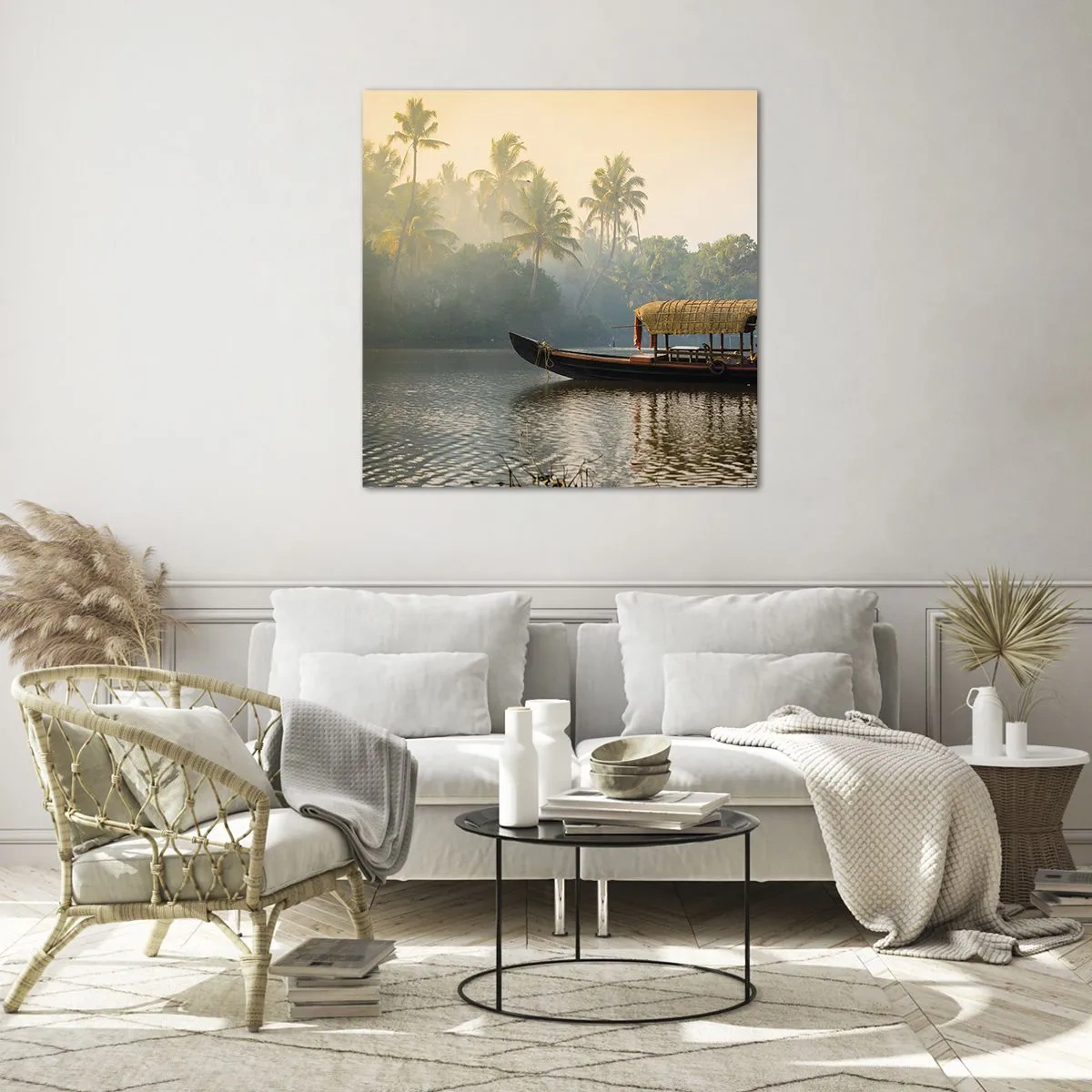 Quadro su vetro - Casa sul fiume - 40x40 cm