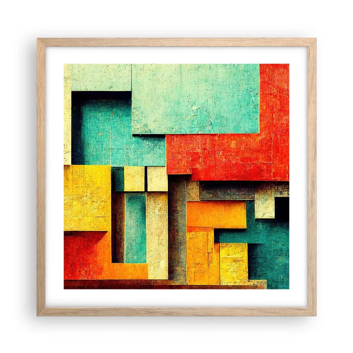 Poster in cornice rovere chiaro - Il festival degli angoli retti - 50x50 cm