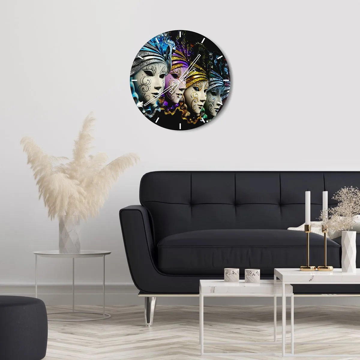 Orologio da parete - Orologio in Vetro - Mistero in oro e argento - 40x40 cm