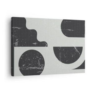 Quadro su tela - Stampe su Tela - Motivi geometrici nelle tonalità del nero e del grigio - 70x50cm - Composizione sopra e sotto - Decorazione murale moderna per soggiorno e camera da letto ARTTOR