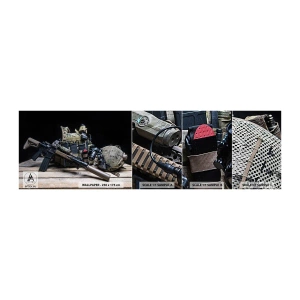 Campione di Fotomurale Adesivo Deluxe Sticker - Riposo! - Militare, Fucile, Arma - 100x30 cm