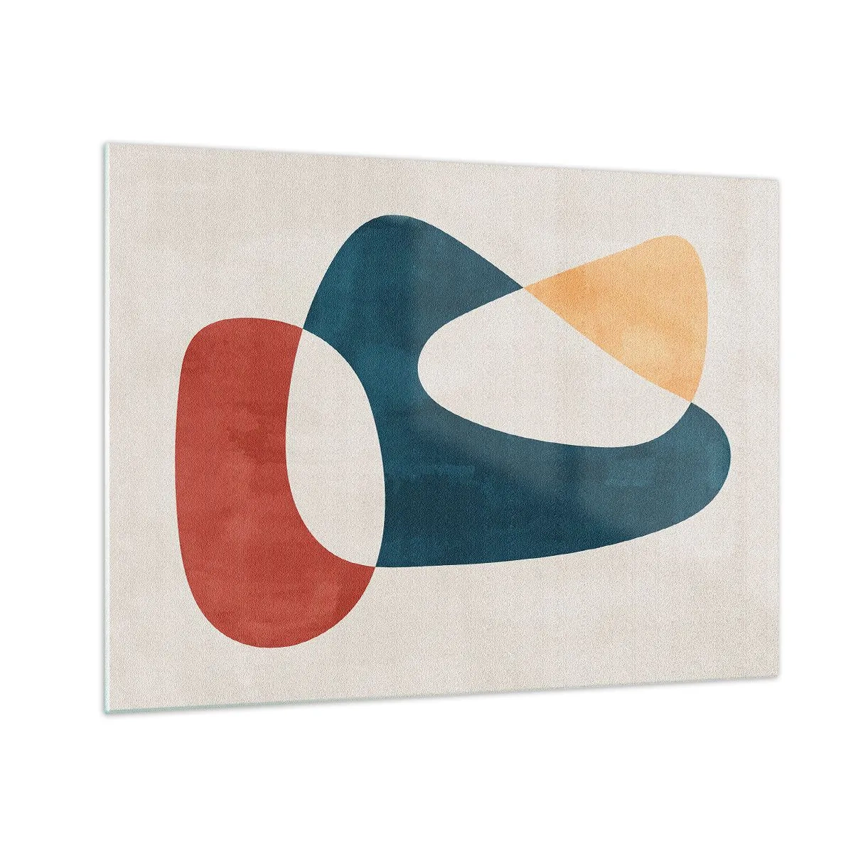 Quadro su vetro - Astrazione minimalista nei toni del rosso e del blu navy - 70x50cm - Influenze e metamorfosi - Decorazione murale moderna per soggiorno e camera da letto ARTTOR