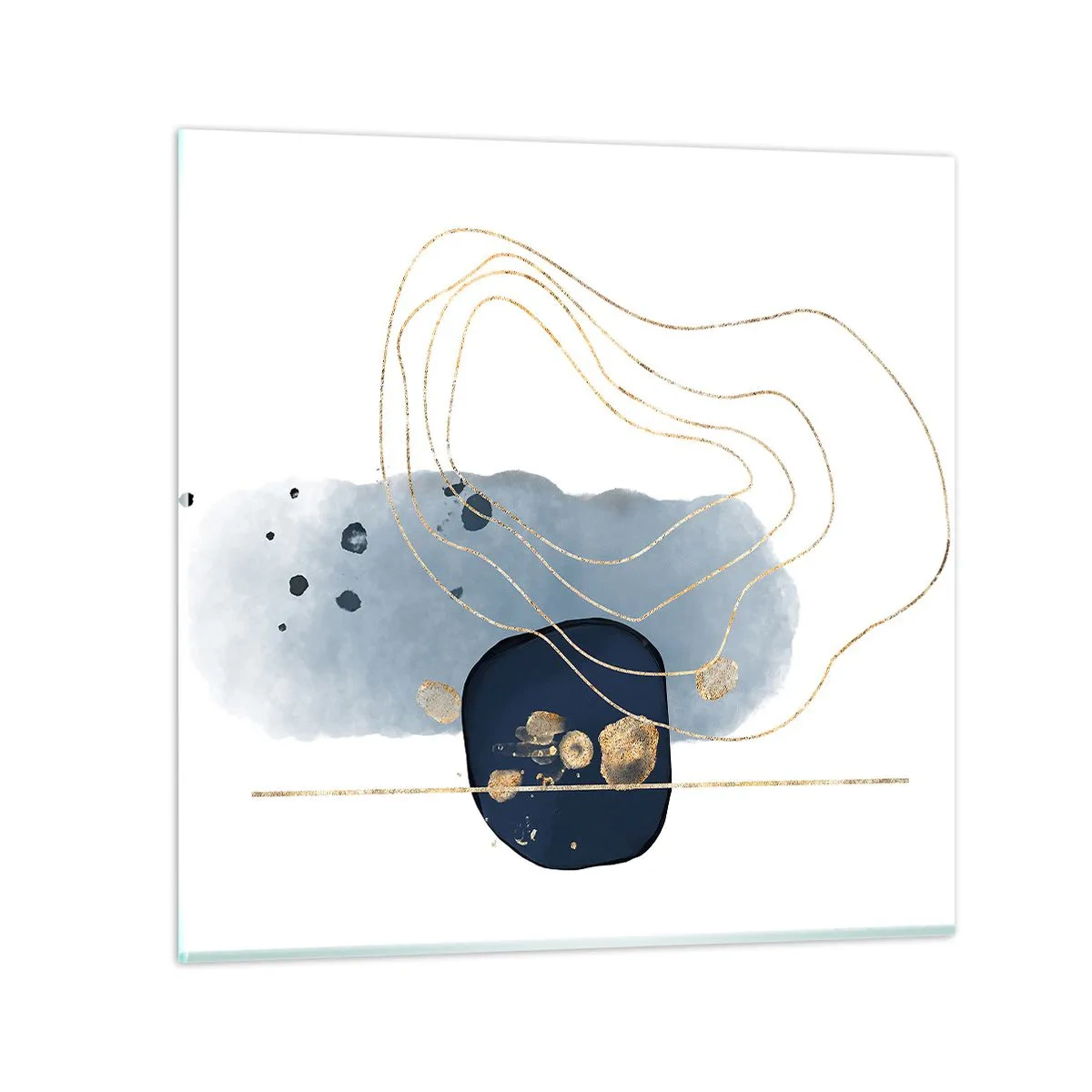 Quadro su vetro - Fantasia blu e oro - 40x40 cm