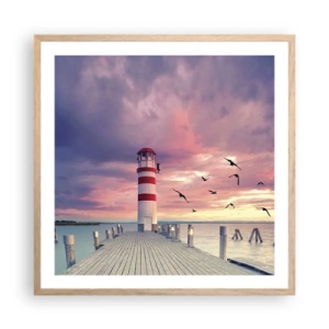 Poster in cornice rovere chiaro - Tempo di tornare in porto - 60x60 cm