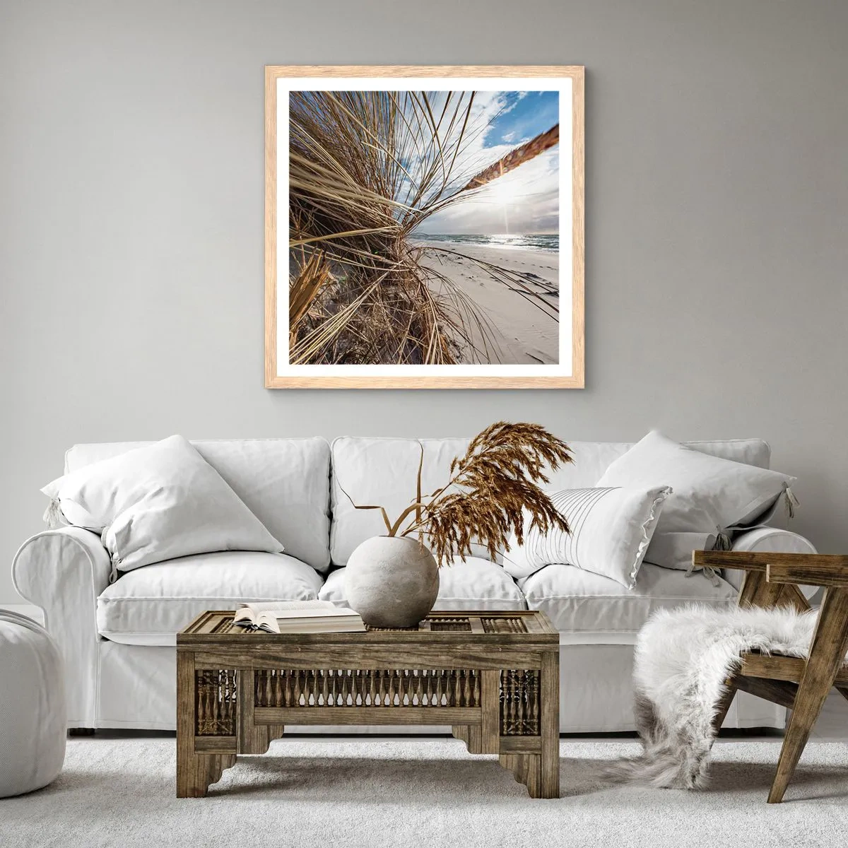 Poster in cornice rovere chiaro - L'incontro degli elementi - 30x30 cm
