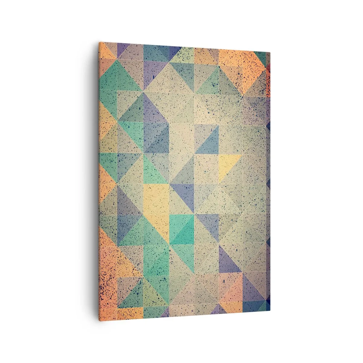 Quadro su tela - Stampe su Tela - Una composizione colorata di triangoli geometrici in tonalità pastello. - 70x100cm - La repubblica dei triangoli - Decorazione murale moderna per soggiorno e camera da letto ARTTOR