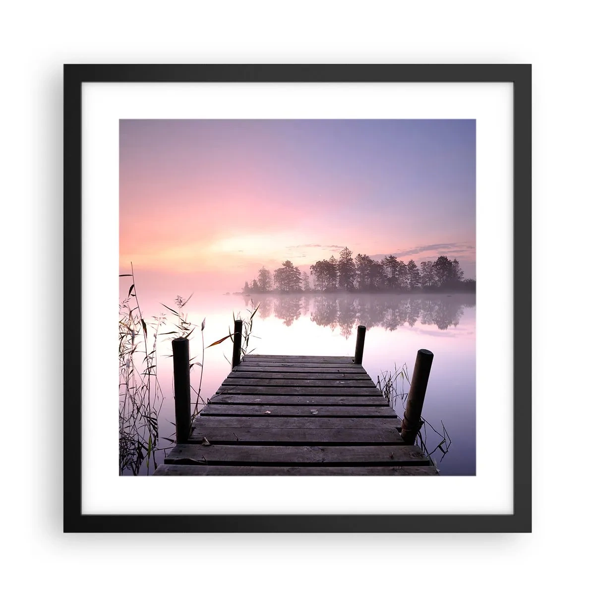 Poster in cornice nera - Nebbia color lilla - 40x40 cm