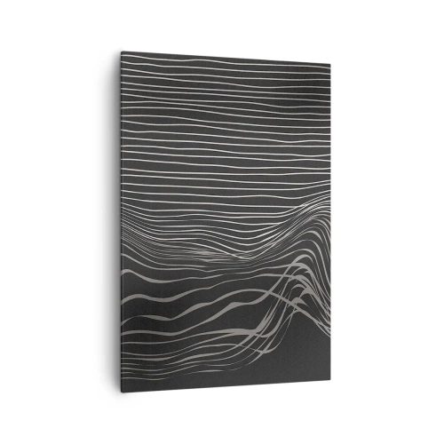 Quadro su tela - Stampe su Tela - Linee bianche su sfondo grigio scuro in una disposizione astratta - 70x100cm - Ritmo e accento - Decorazione murale moderna per soggiorno e camera da letto ARTTOR