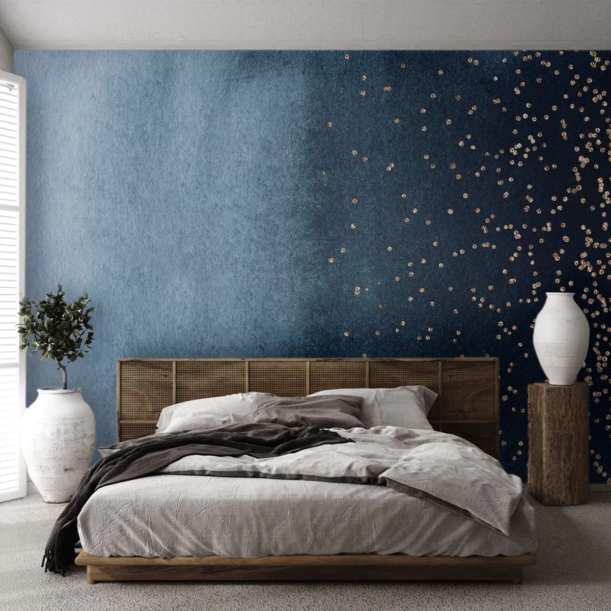 Fotomurali Premium Sand - Composizione: fasi blu - Astrazione, Pezzo, Progetto - 350x256 cm