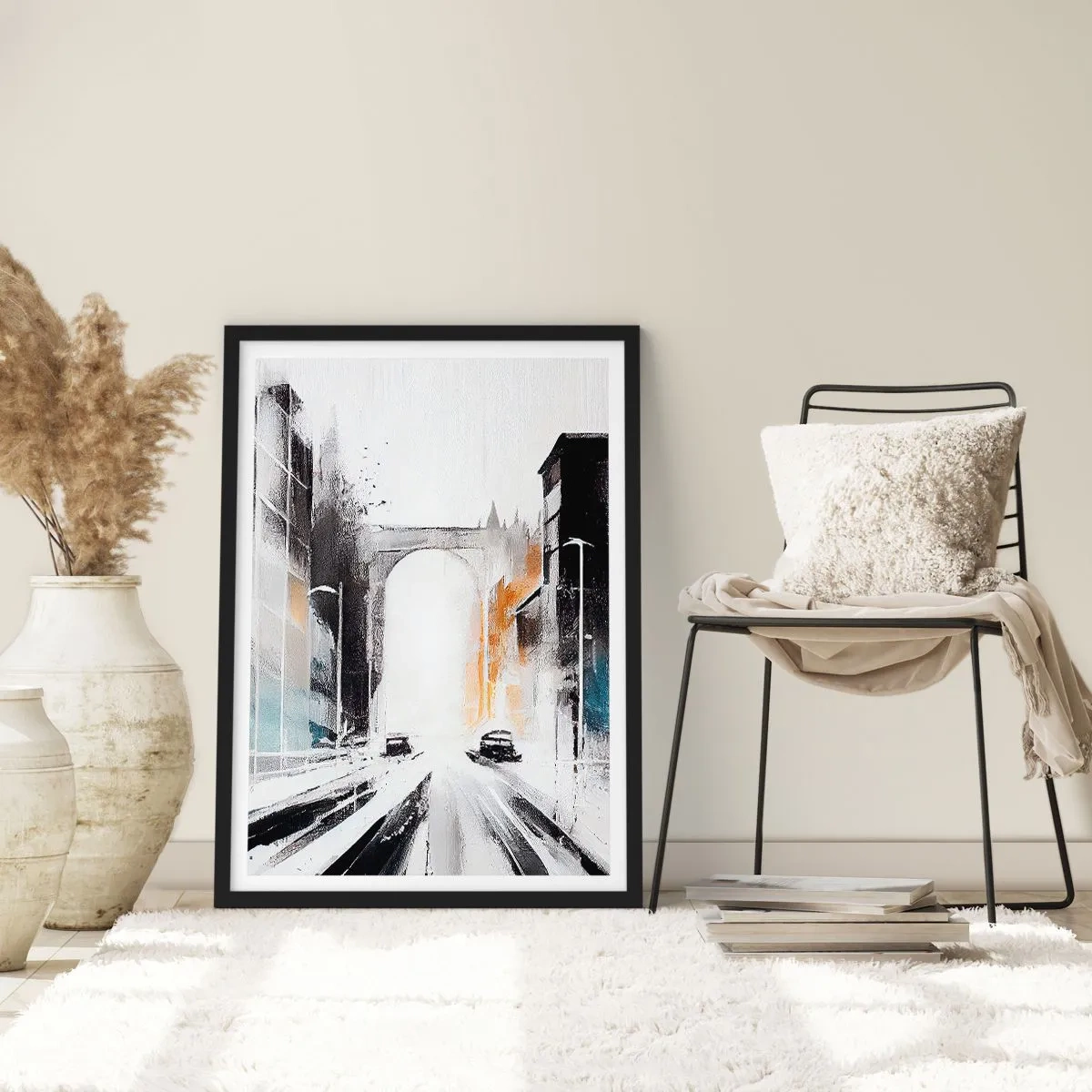 Poster in cornice nera - Studio di città: architettura e movimento - 40x50 cm