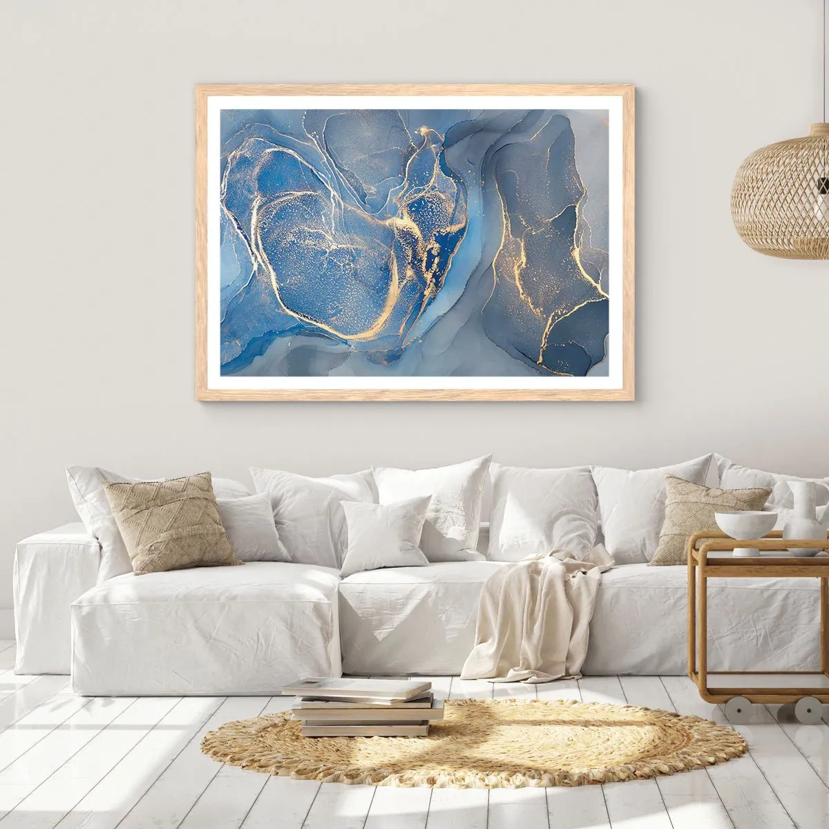 Poster in cornice rovere chiaro - Polvere d'oro - 100x70 cm