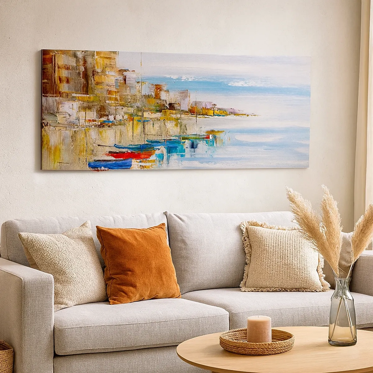 Quadro su tela - Stampe su Tela - Molo cittadino multicolore - 30x30 cm