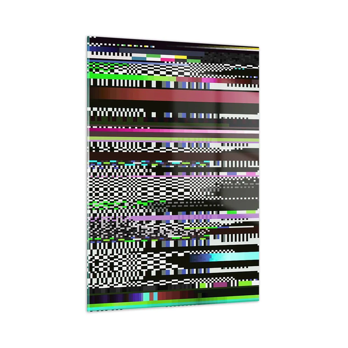 Quadro su vetro - Grafica glitch in stile digitale astratto - 50x70cm - Immagine di prova della realtà - Decorazione murale moderna per soggiorno e camera da letto ARTTOR