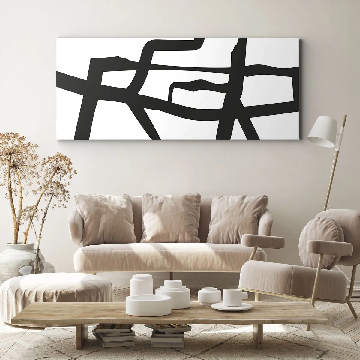 Quadro su tela - Stampe su Tela - Struttura bianca e nera - 100x40 cm