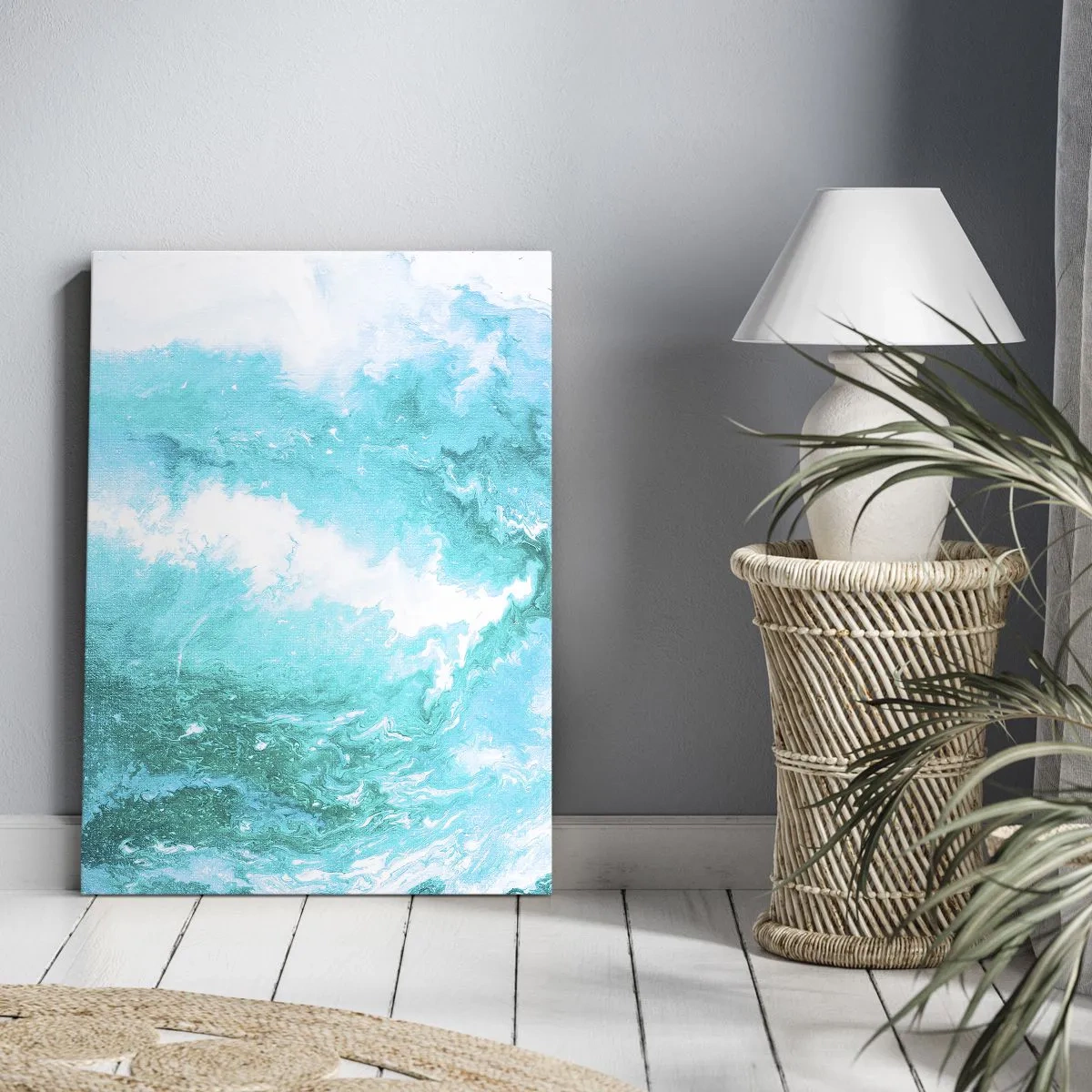 Quadro su tela - Stampe su Tela - Vortice astratto nei toni del blu - 50x70cm - Nel vortice degli elementi - Decorazione murale moderna per soggiorno e camera da letto ARTTOR