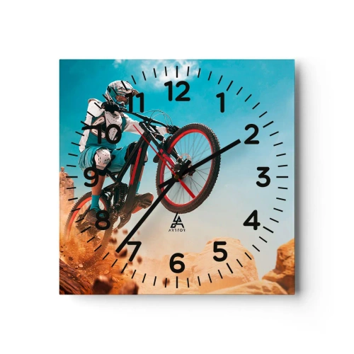 Orologio da parete - Orologio in Vetro - Il demone della follia ciclistica - 40x40 cm