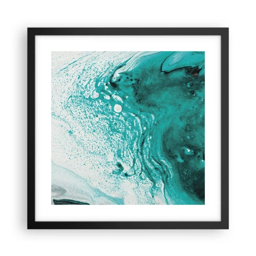 Poster in cornice nera - Sciogliendosi nel bianco e nel turchese - 40x40 cm