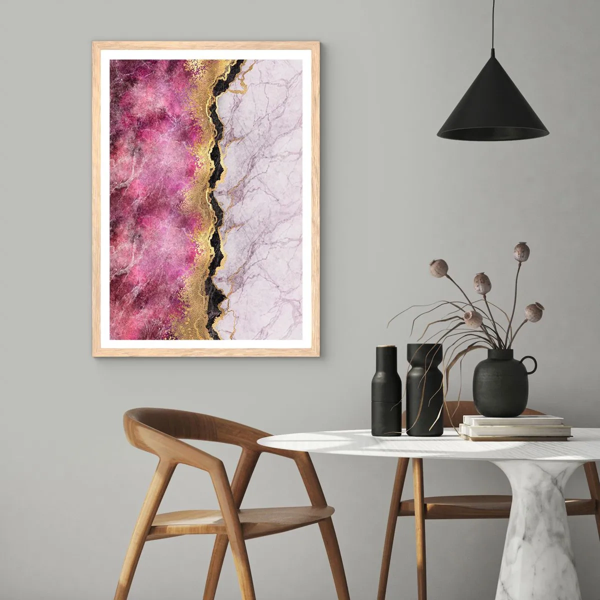 Poster in cornice rovere chiaro - Sul confine - 61x91 cm