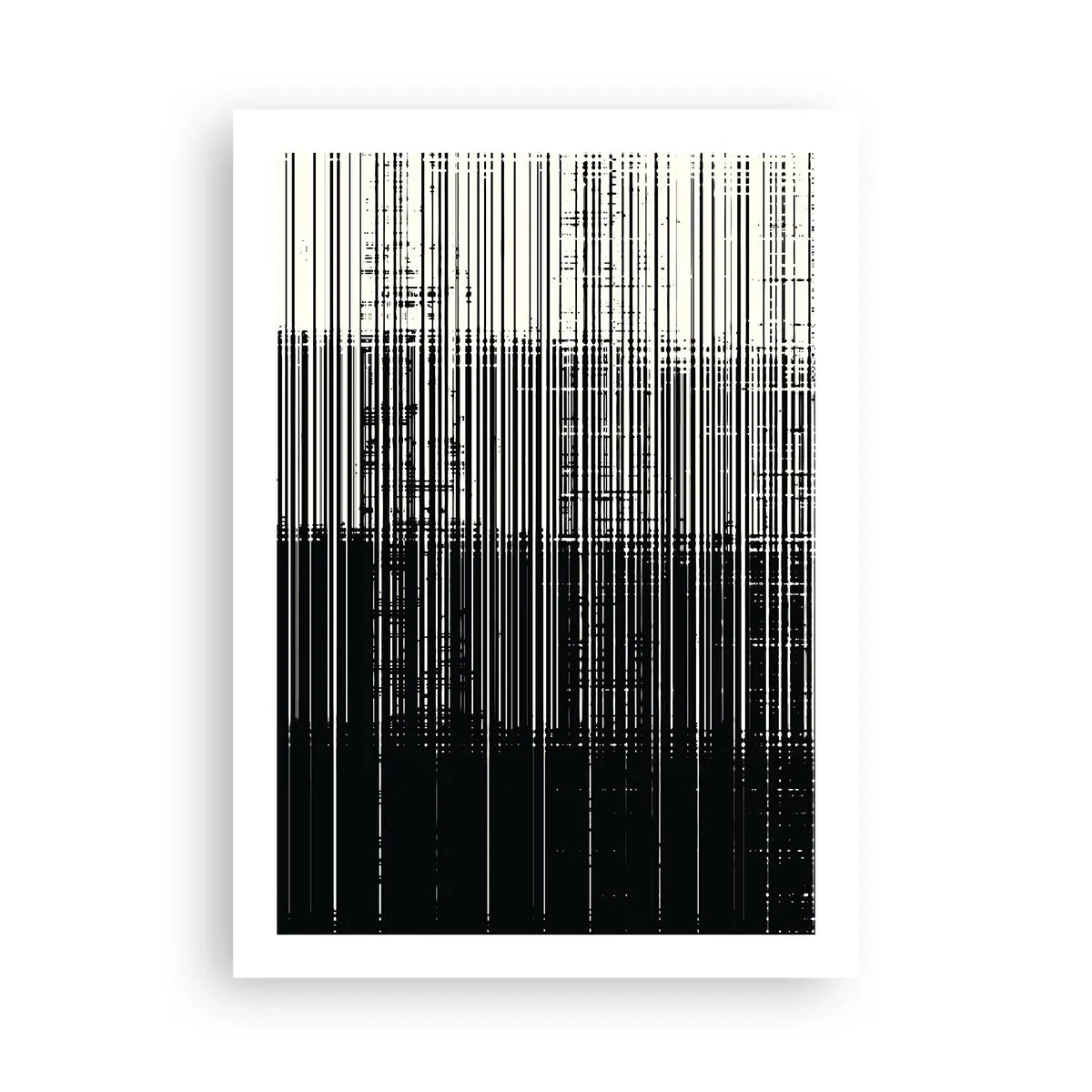 Poster - Composizione astratta di linee nere su sfondo bianco - 50x70cm - Onde e vibrazioni - Decorazione murale moderna per soggiorno e camera da letto ARTTOR