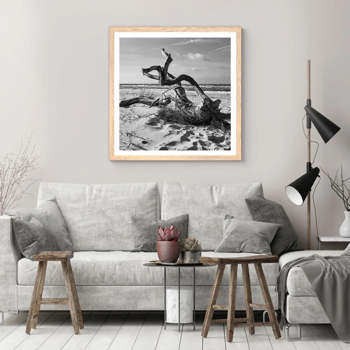 Poster in cornice rovere chiaro - Scolpito dal mare - 40x40 cm
