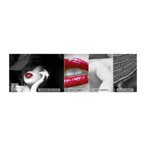 Campione di Fotomurale Premium Canvas - Studio in scarlatto - Donna, labbra rosse, Moda - 100x30 cm