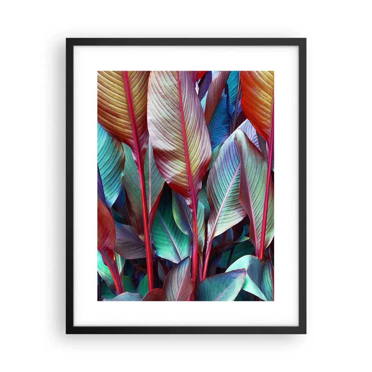Poster in cornice nera - Selva colorata - 40x50 cm