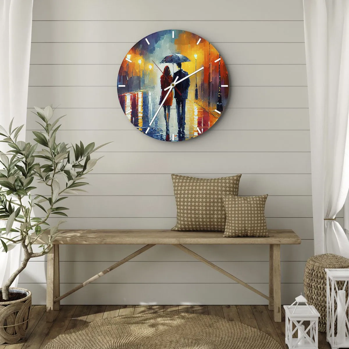 Orologio da parete - Orologio in Vetro - Insieme la notte è colorata - 40x40 cm