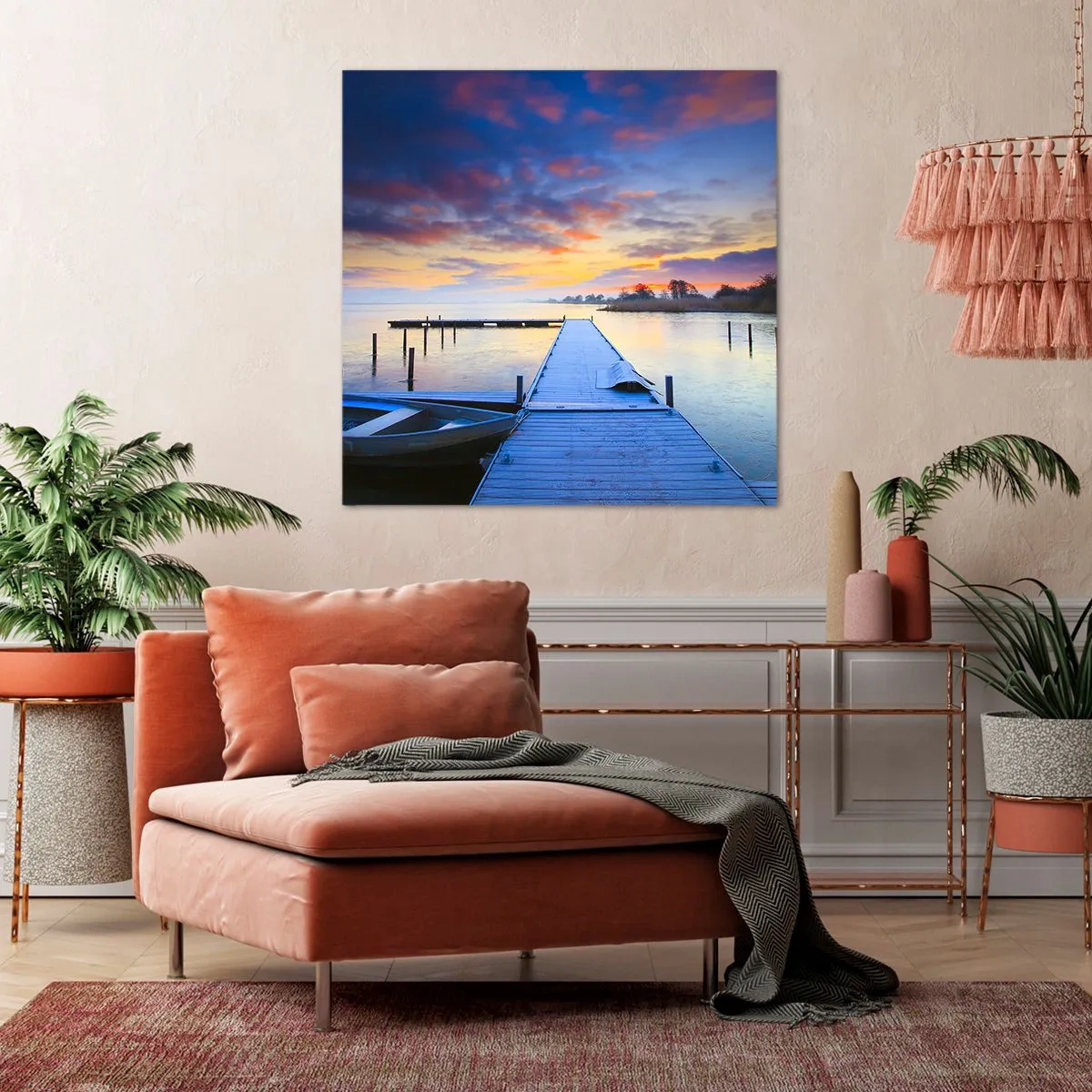 Quadro su tela - Stampe su Tela - Tranquillità violacea e dorata - 50x50 cm