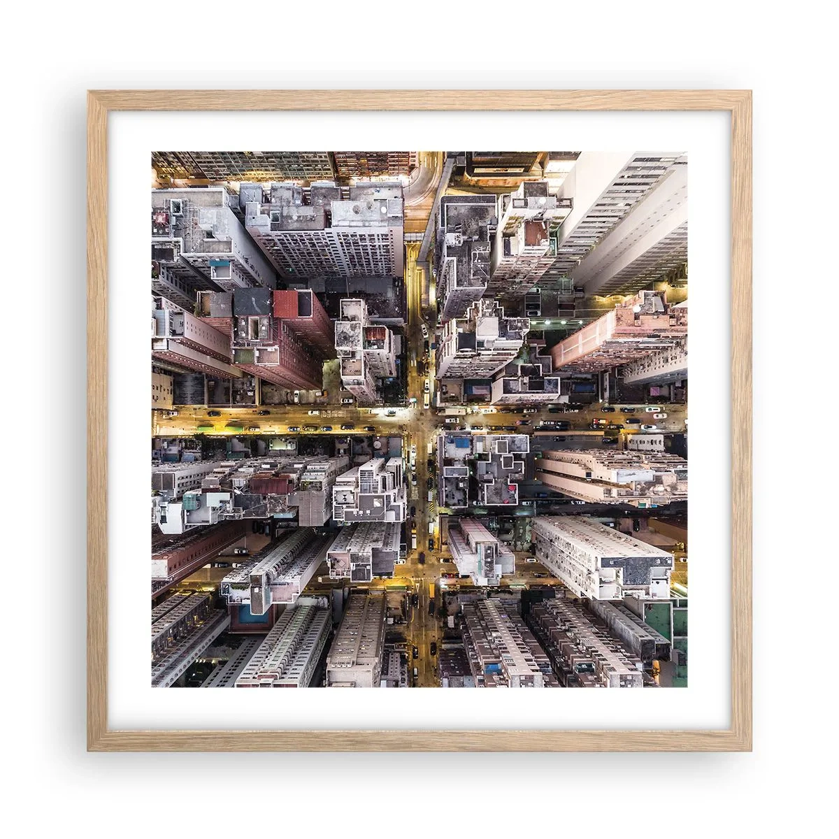 Poster in cornice rovere chiaro - Saluti da Hong Kong - 50x50 cm