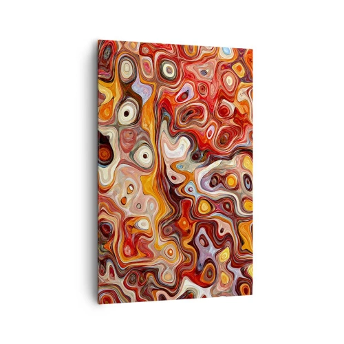 Quadro su tela - Stampe su Tela - Una composizione astratta nelle calde tonalità del rosso, dell'arancione e del giallo. - 80x120cm - Come se le noci si sciogliessero nel miele - Decorazione murale moderna per soggiorno e camera da letto ARTTOR
