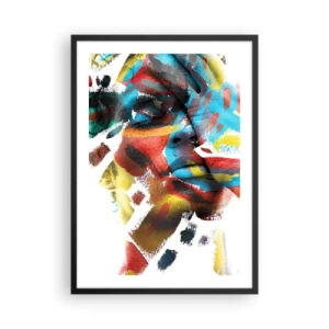 Poster in cornice nera - Ritratto artistico di una donna in colori astratti - 50x70cm - Personalità colorata - Decorazione murale moderna per soggiorno e camera da letto ARTTOR