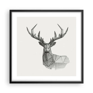 Poster in cornice nera - Cervo in stile cubista - 50x50 cm