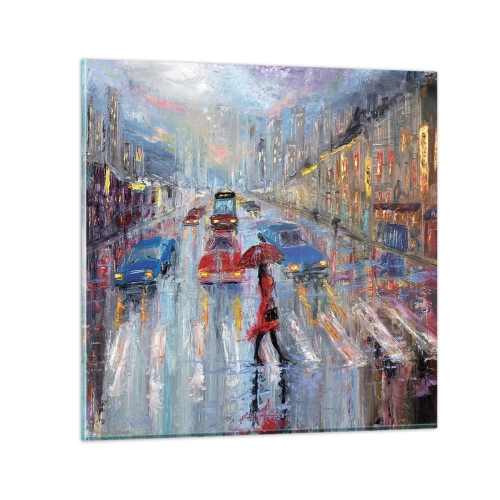 Quadro su vetro - Pomeriggio di pioggia in città - 40x40 cm