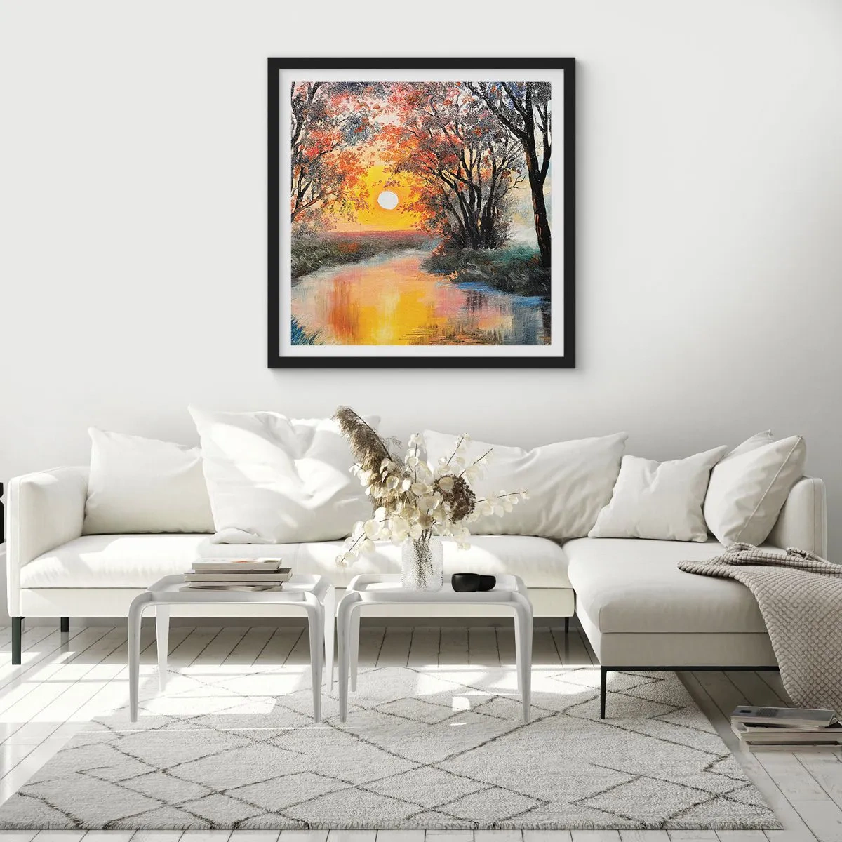 Poster in cornice nera - Atmosfera autunnale - 30x30 cm