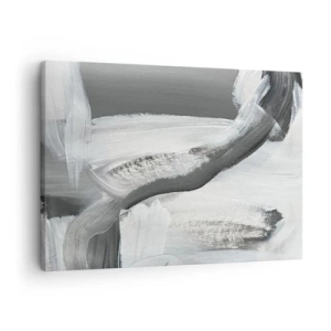 Quadro su tela - Stampe su Tela - Astrazione grigia e bianca con linee dinamiche - 70x50cm - Movimento deciso - Decorazione murale moderna per soggiorno e camera da letto ARTTOR
