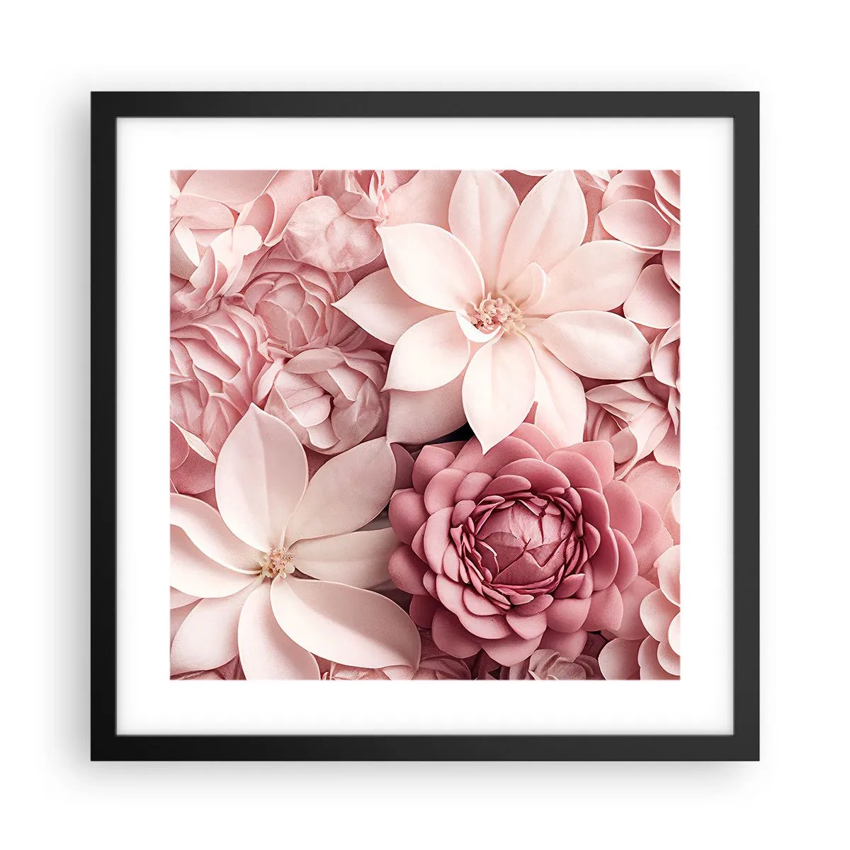 Poster in cornice nera - Nei petali di rosa - 40x40 cm